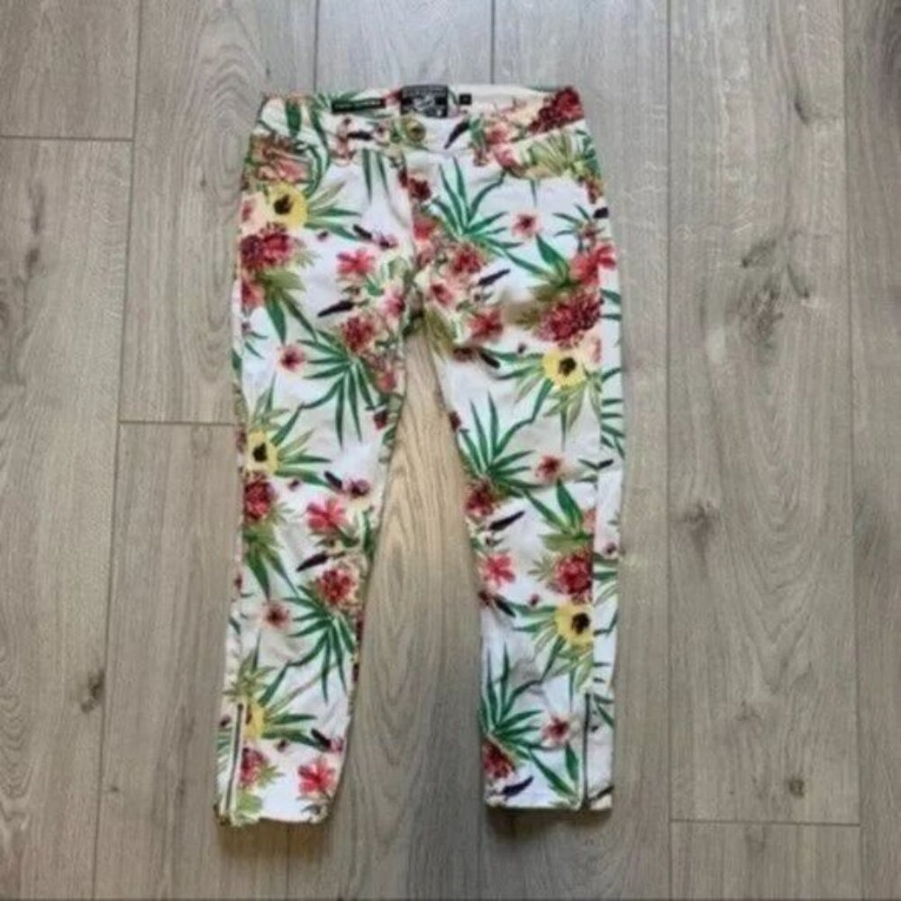 Parisian Works Tropical Prints Colorful Fun Zipper Ankle Pants Size 3